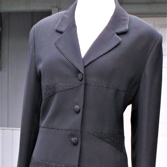 VTG NIPON Black w/Beading evening Blazer 10 - Picture 8 of 11